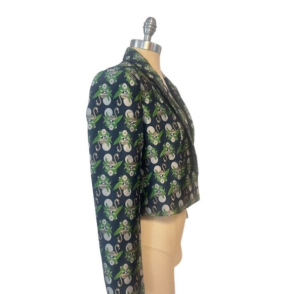 French Mauve Brocade Alida Jacquard Flamingo Cropped Jacket size XS - Picture 2 of 5